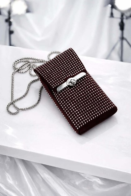 01 Fully Stone-Encrusted Phone Holder Model Flip Buckle Bag
