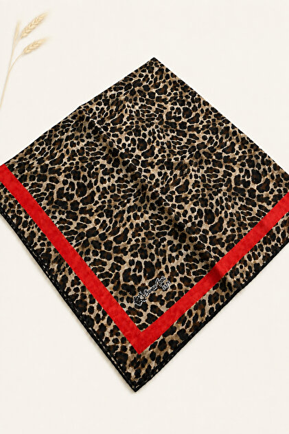Leopard Pattern Cotton Soft Scarf Hand-Sewn 100X100Cm