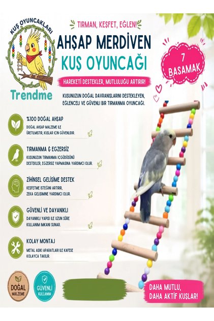 Trendme Plastic Beaded Bird Ladder (7 Steps)