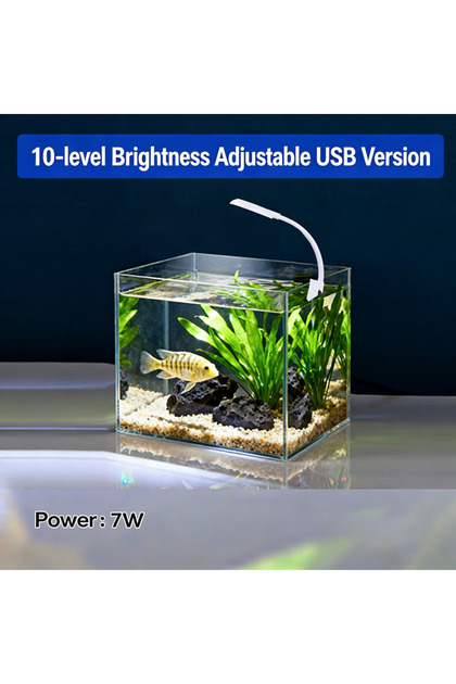 white 7W Aquarium Light With Adapter LED Clip On Fish Tank Light Small Full Spectrum USB Light 360°