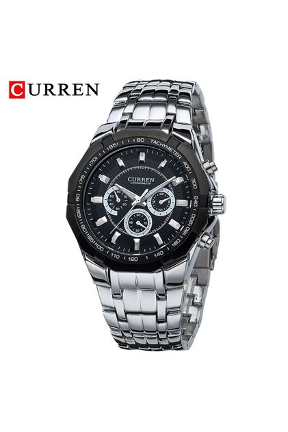 Silver Black CURREN Men Luxury Brand Sport Mens Watches Full Steel Quartz Clock Men'