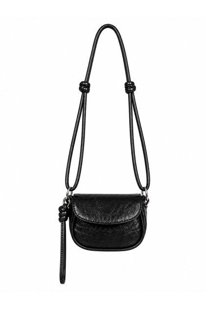 Black Luna Mini Women's Crossbody Bag with Knot Detail and Adjustable Strap Zb001