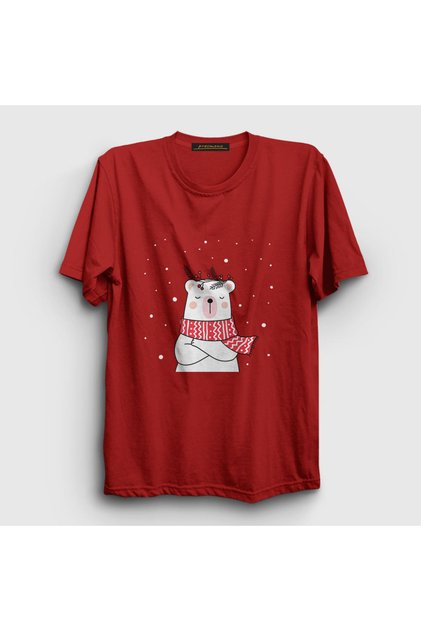 Unisex Red Polar Bear Polar Bear New Year T-shirt270493tt