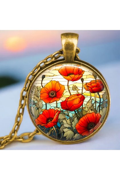 60cm 2 Vintage Antique Gold Plated Colorful Sweet Pea Flower Glass Pendant Necklace For Women Jewelr