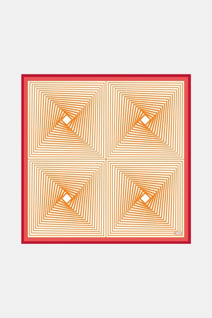 TURUNCU GEOMETRİK DESENLİ TWİLL EŞARP