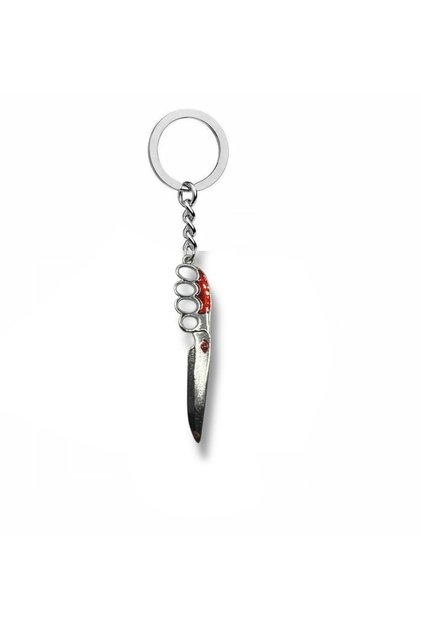 Chrome Red Knife Figured Keychain | Gothic and Action Themed Unisex Accessory