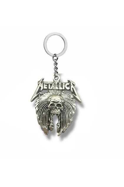 Metallica Themed Silver Color Unisex Metal Keychain – Rock and Metal Accessory