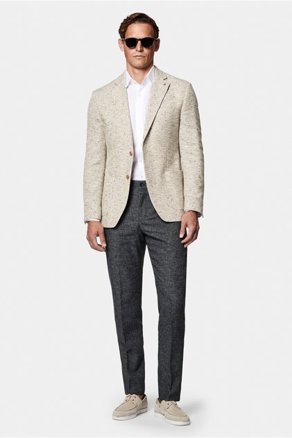 6 Drop Regular Fit Standard Cut Linen Blend Pleated Classic Fabric Trousers