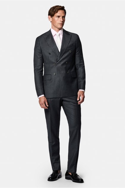 6 Drop Regular Fit Standard Cut 100% Wool Double Breasted Striped Italian Suit