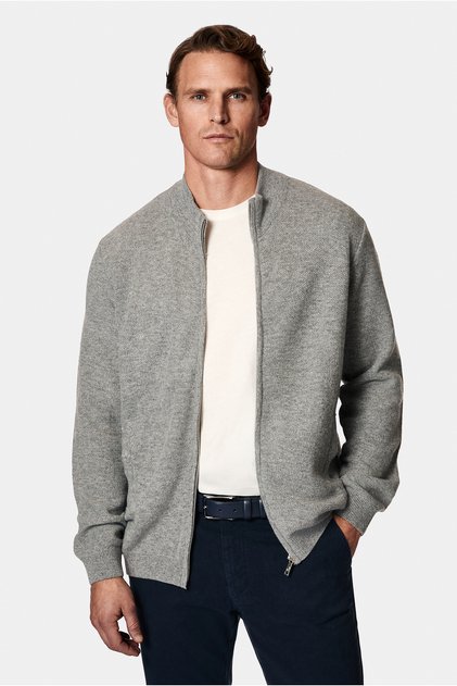 Patterned Zippered Wool Knitwear Cardigan
