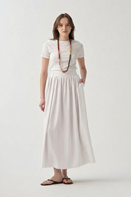 gathered dress with flared skirt Gathered flared-skirt dress