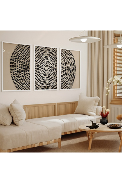 Laminated Framed Pvc Protected Uv 3-Piece Patterned Wall Painting – Modern & Stylish Wall Decor