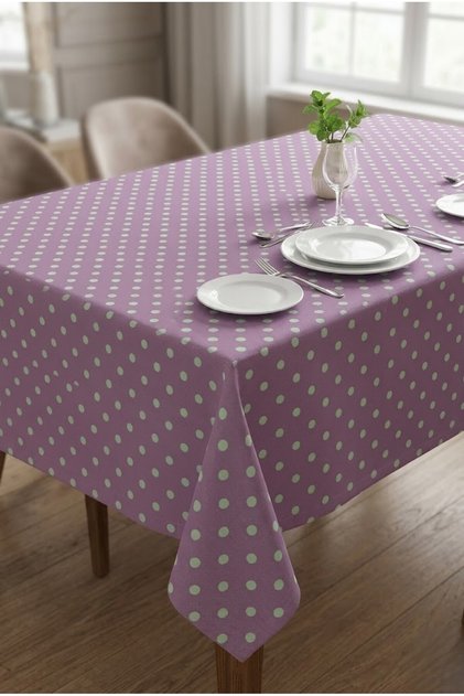 Stain-Resistant Cotton Tablecloth Stylish Polka Dot Decorative Washable Quality Guest Table Cover