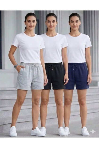 3 Pieces Black-Grey-Navy Blue Shorts Bermuda Comfortable Fit Anti-Sweat