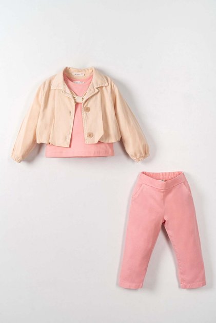 Nk Baby Girl Jacket with Bow on the Back and Buttons, 1-4 Years Old, Cream