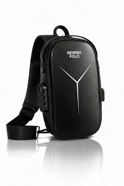 Conch Cross Chest Bag Waist Bag Cross Shoulder Bag Water Resistant Black Men's Shoulder Bag