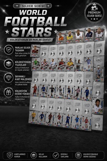 Football Player Playing Card 55 Pieces Silver Series Pocket Flexible Unbreakable Shiny Card