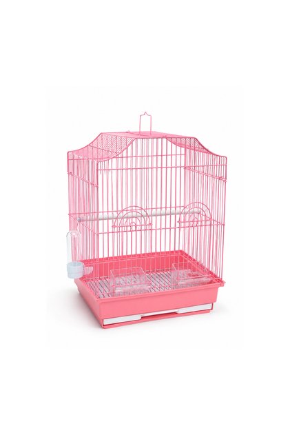 Large Red Bird Cage for Budgies & Canaries with Wooden Perches - 33x26x45 cm - Complete Habitat