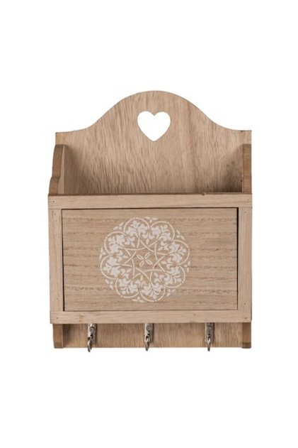 Cutie de chei din lemn 24.5x18x6.2 cm bej