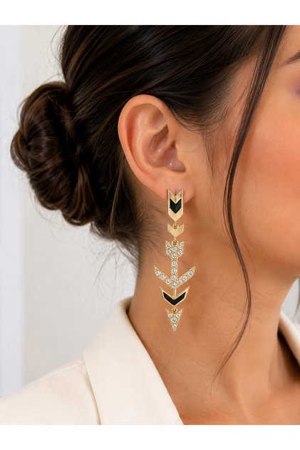 Cruz Black Dangle Zircon Stone Earrings