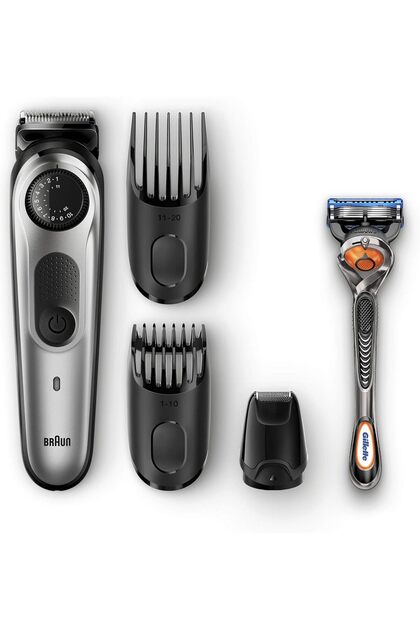 Beard Trimmer & Hair Clipper, Precision Dial 39 length setting, Mini Foil Shaver Attachment, Black/Silver - Bt5065