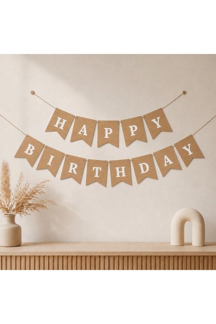 Kraft Beyaz Happy Birthday Yazısı