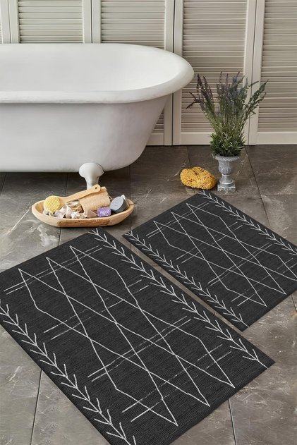 Washable Non-Slip Based 2-Piece Bath Mat Set Stylish Design Bath Mat