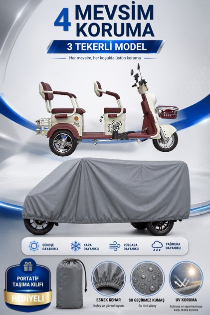 Motorcycle Tarpaulin Falcon Famigo 10000 3-Wheeled Electric Vehicle Tarpaulin Gray 4 Seasons Waterproof Uv Protected