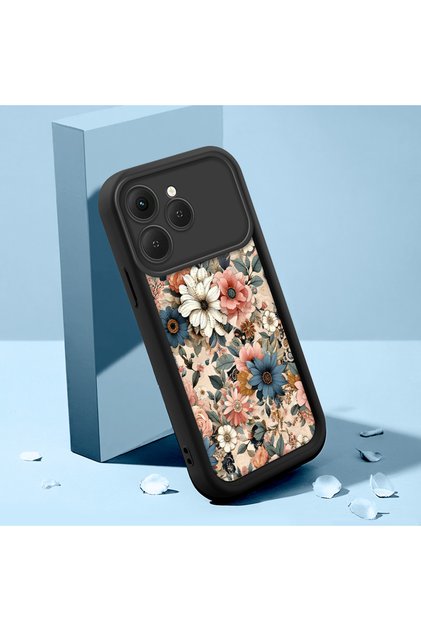 Tecno Spark 40 Compatible Floral Black Pattern Camera Protective Case Silicone Couple Phone Case