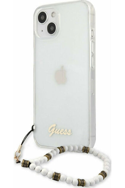 Πλαστικό Πίσω Κάλυμμα Script Διαφανές / Λευκές Πέρλες (iPhone 13 mini) Κωδικός: GUHCP13SKPSWH