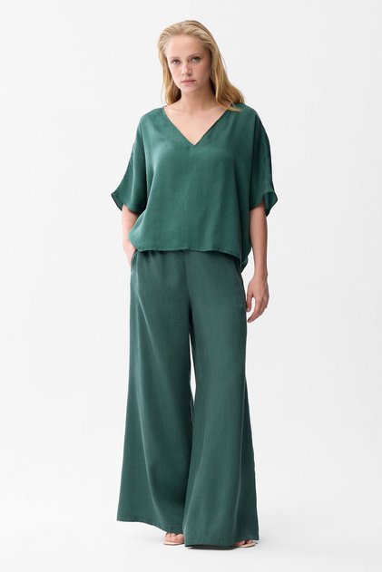 Yeşil Beli Lastikli Pantolon