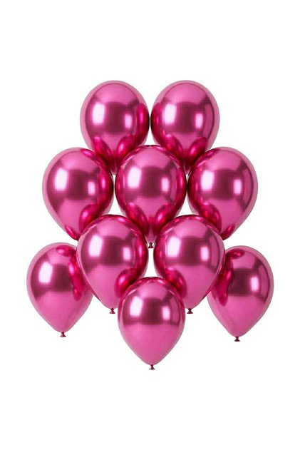 Fuchsia Color Latex Chrome Balloon (15 cm) - 10 Pieces