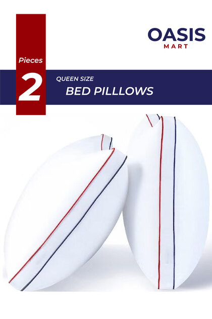 Set of 2 Hotel Quality Pillows – Firm Gusseted Bed Pillows for Side & Back Sleepers, Cooling Down Alternative Fill, Soft Fluffy Microfiber Luxury Bedding Cushion, 20x30 Inch