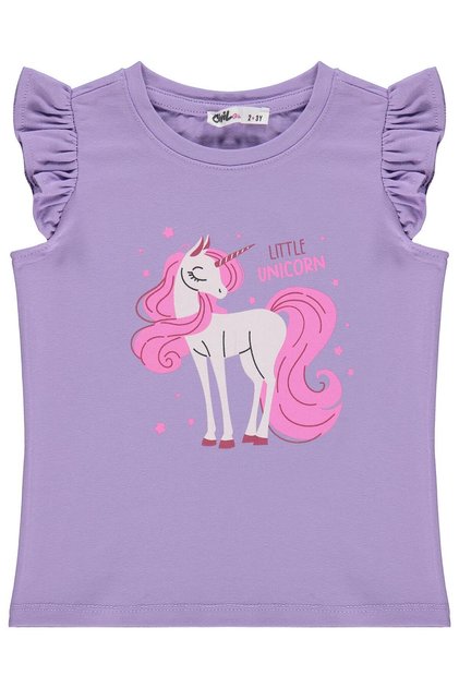 Unicorn Baskılı 2-5 Yaş Tişört - Lila