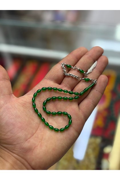 Tiny Green Color Fire Amber Wrist Length Prayer Beads