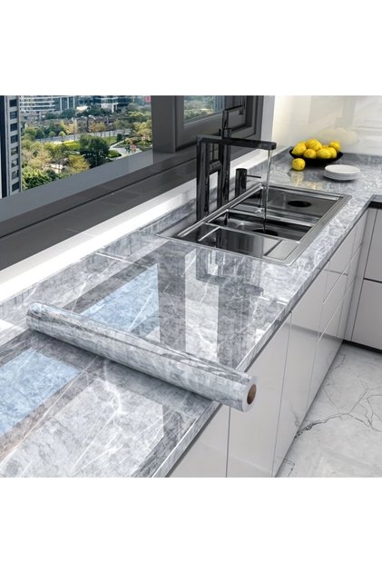 Стикер за кухненска тапет с мраморен мотив - 5mx60cm Водоустойчив, устойчив на мазнини, устойчив на високи температури