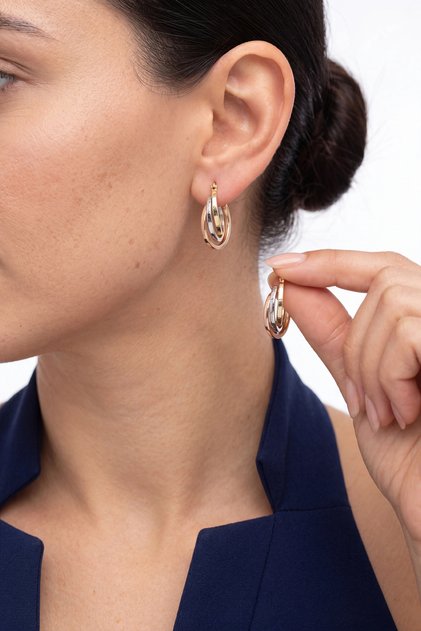 14 AYAR ALTIN 3 RENKLİ HALKA KÜPE 2,34 GR
