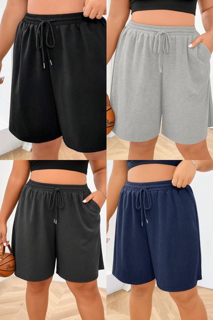 Women's Oversize Relaxed Fit Wide Leg Shorts with Elastic Waist and Side Pockets