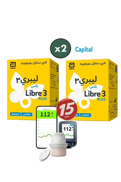 2 Count Freestyle Libre 3 Plus Sensor - 15 Days Latest Continuous Sensor Technology Blood Glucose Monitor - Accurate No-Needle