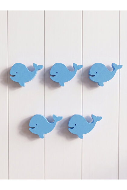 5 Pieces of Cute Whale Cabinet Handles - Children's Room, Modern, Durable (3 cm Screws Included)