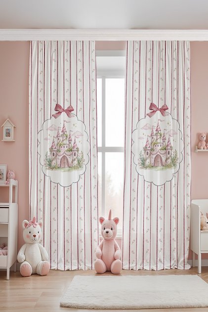 Fairy Tale Heart Patterned Children's Baby Room Background Curtain (Single Wing Pricing)