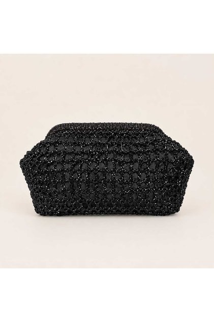 El Yapımı Burslu Oval File Örgü Clutch Çanta – Parlak Metalik Kağıt İp, Şık ve Minimal Tasarım 25*16