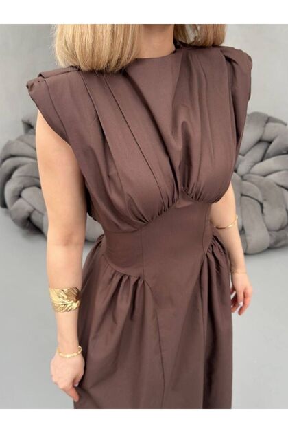 MİDİ BOY DRAPE DETAYLI ELBİSE