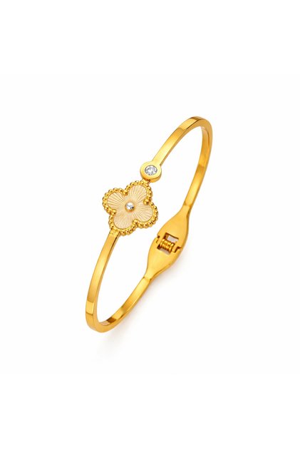 Brățară tip bangle, auriu, din oțel inoxidabil, placată cu aur de 18k, Elivra C1
