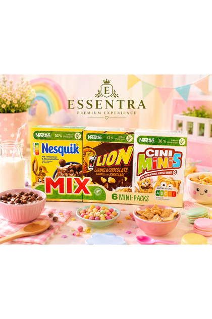 Nestlé Kahvaltılık Gevrek Karışık Paket Nesquik Lion Cini Minis 3'lı Mini Paket cereal mix, mini paket gevrek, çocuk kahvaltılığı