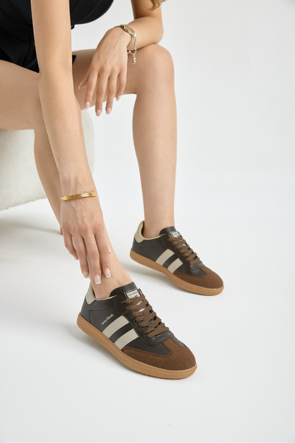 Tonny Black Unisex Kahve Termo Taban Yanı Şeritli Bağcıklı Spor