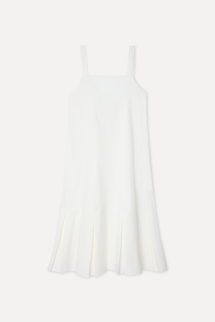 Women's White A-Form Sleeveless Midi Dress