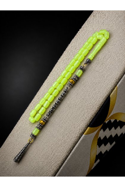 Ankle Length Capsule Cut Opal Simulated Rosary Beads with Rodage Special Tassel Design Special Series