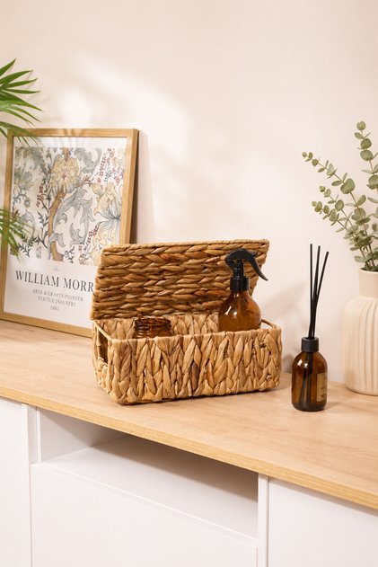 Wicker Rectangular Medium Size 28X20X11 Organizer / Basket with Lid