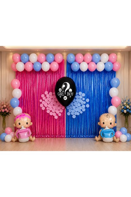 Kız Cinsiyet Belirleme Partisi Kız Mı ? Erkek Mi? Fon Perde, Folyo Balon & Kız Balon Seti Konsept